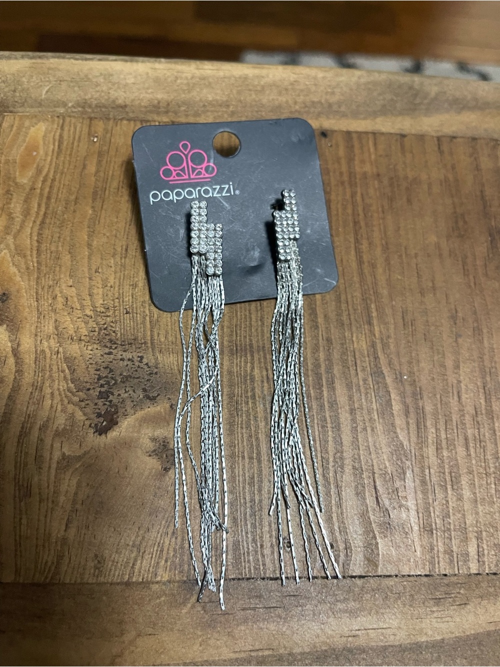 Paparazzi Silver Crystal Strand Drop Earringsy new